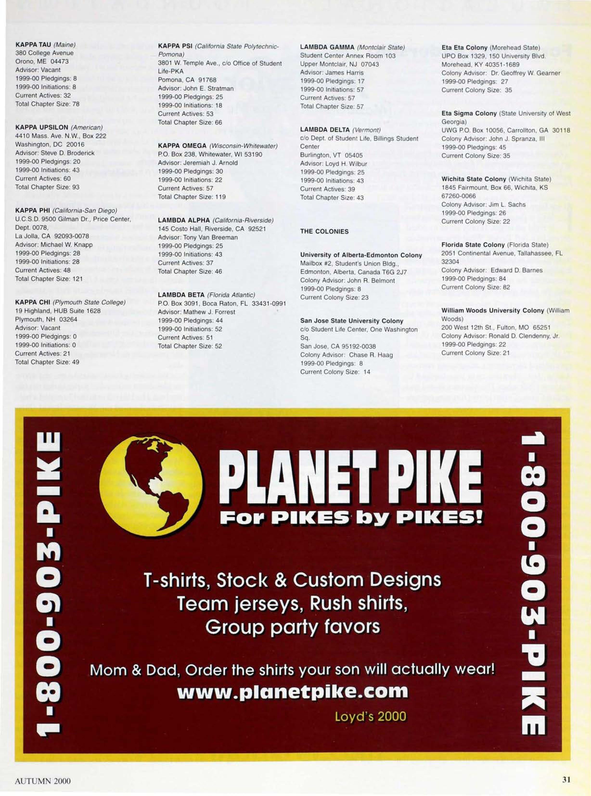 Planet Pike Advertisement, Autumn 2000